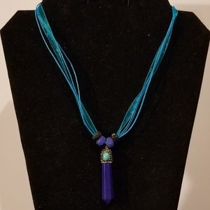 Blue Lapis Pave Crystal Pendulum Necklace
